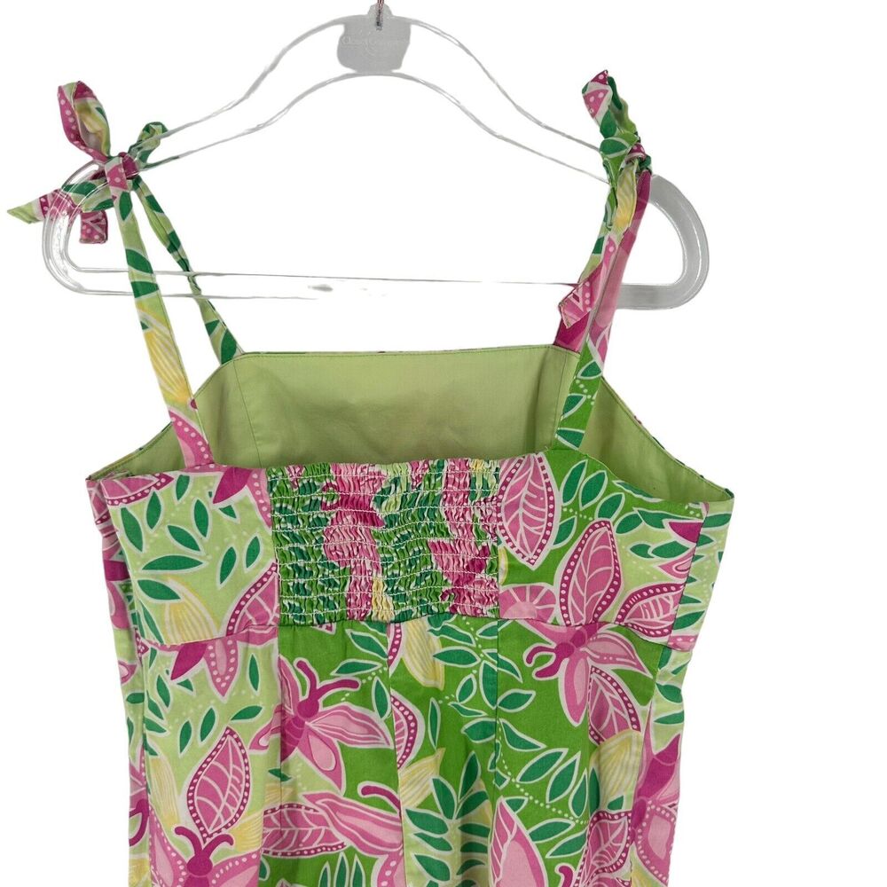 Lilly Pulitzer Dress Girls 8 Green Pink Floral Hawaiian Sundress Resort Vintage - Picture 8 of 14